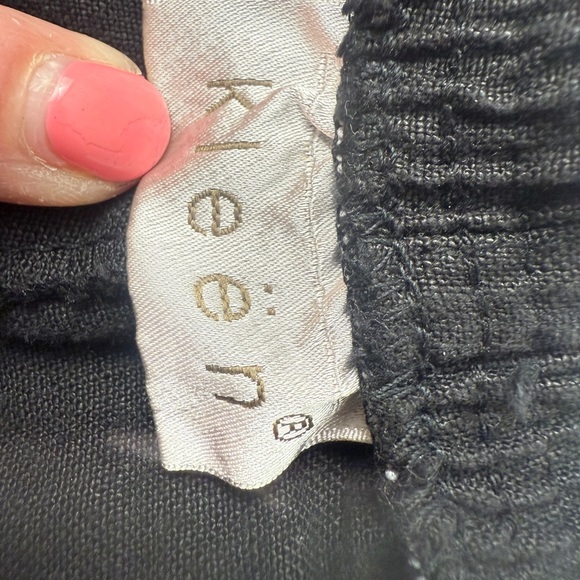 Kleen 100% Linen Barrel Ankle Pant Womens S Black Elastic Waist Lagenlook Boho - Picture 5 of 11